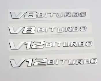 2 Ks 3D ABS Nový V8 V12 BITRUBO Znak, Odznak Auto Samolepky na Mercedes Benz C63 E300L Blatník Strane Supercharge Turbo Auto Styling