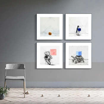 Moderné Abstraktné Línie Umenia, Ručne Maľované Zvierat Plagát Plátno Na Maľovanie Tlač Obrazov Na Stenu Obývacia Izba Interiéru, Domáce Dekorácie