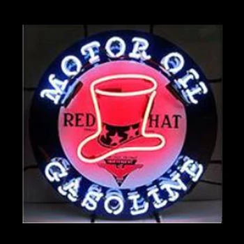 Motorový Olej Red Hat Benzínové Čerpacie Stanice Obchod Vytlačené Neónový Nápis Custom Handmade Real Sklo Trubice Osvetlenie Displeja, 20