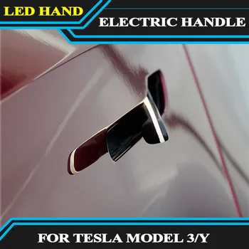 Smart Integrované Elektrické Dvere, Rukoväť pre Tesla Model 3 Y 2018-2022 s LED Svetlá Automaticky Rukoväť Elektrický lapač dvere
